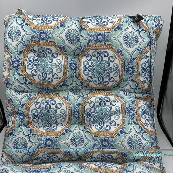 Nicole Miller Home Pillows Square Decor with Chair Ties 15"x15" Teal Set of 2 - Picture 10 of 11
